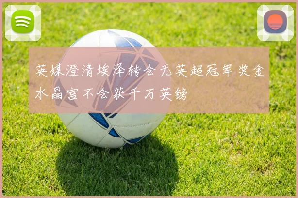 英媒澄清埃泽转会无英超冠军奖金水晶宫不会获千万英镑
